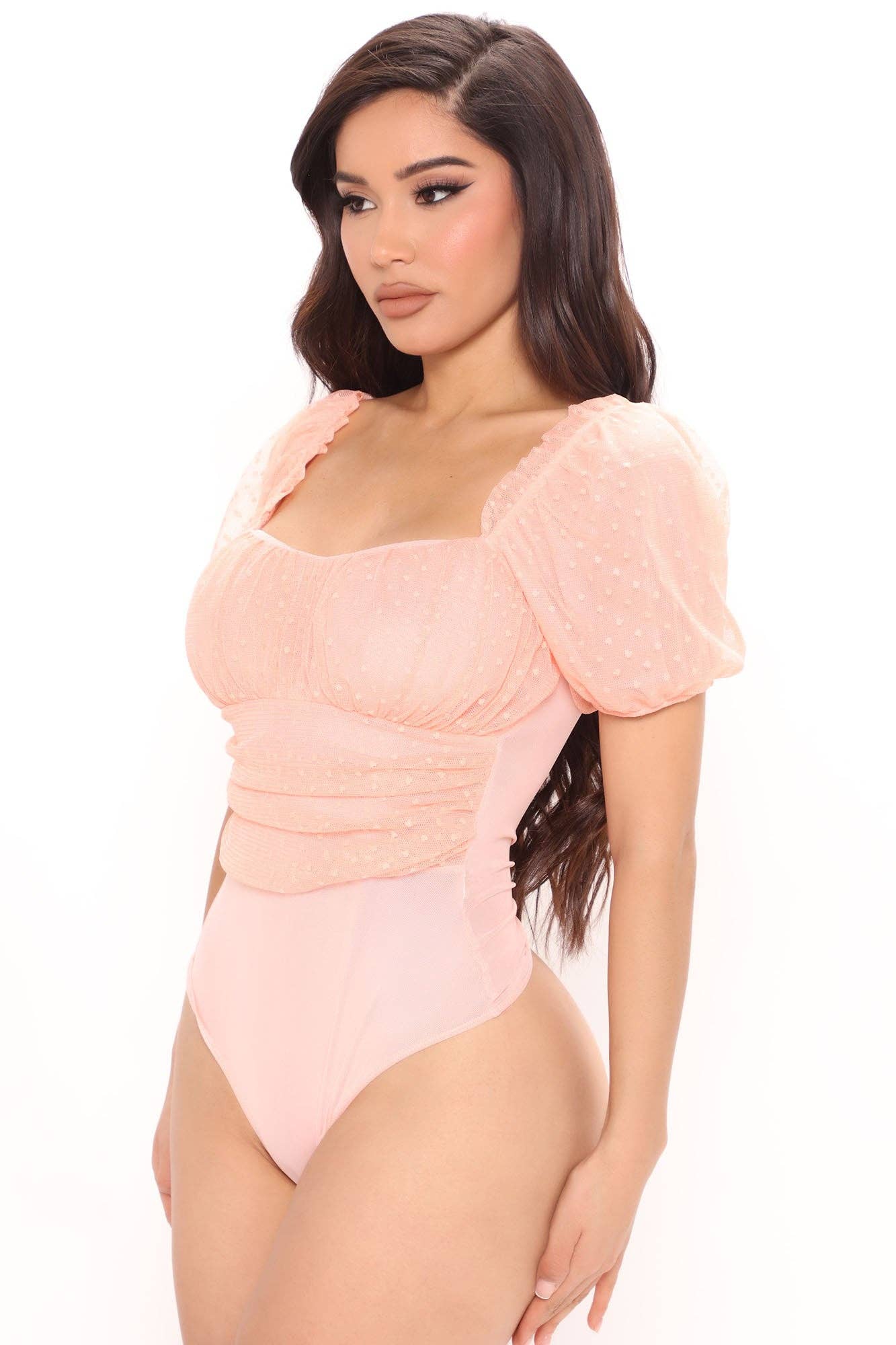 5besties inc - Wholesale Bodysuit - Women's - DOT MESH PUFF SLEEVE BODYSUITS18