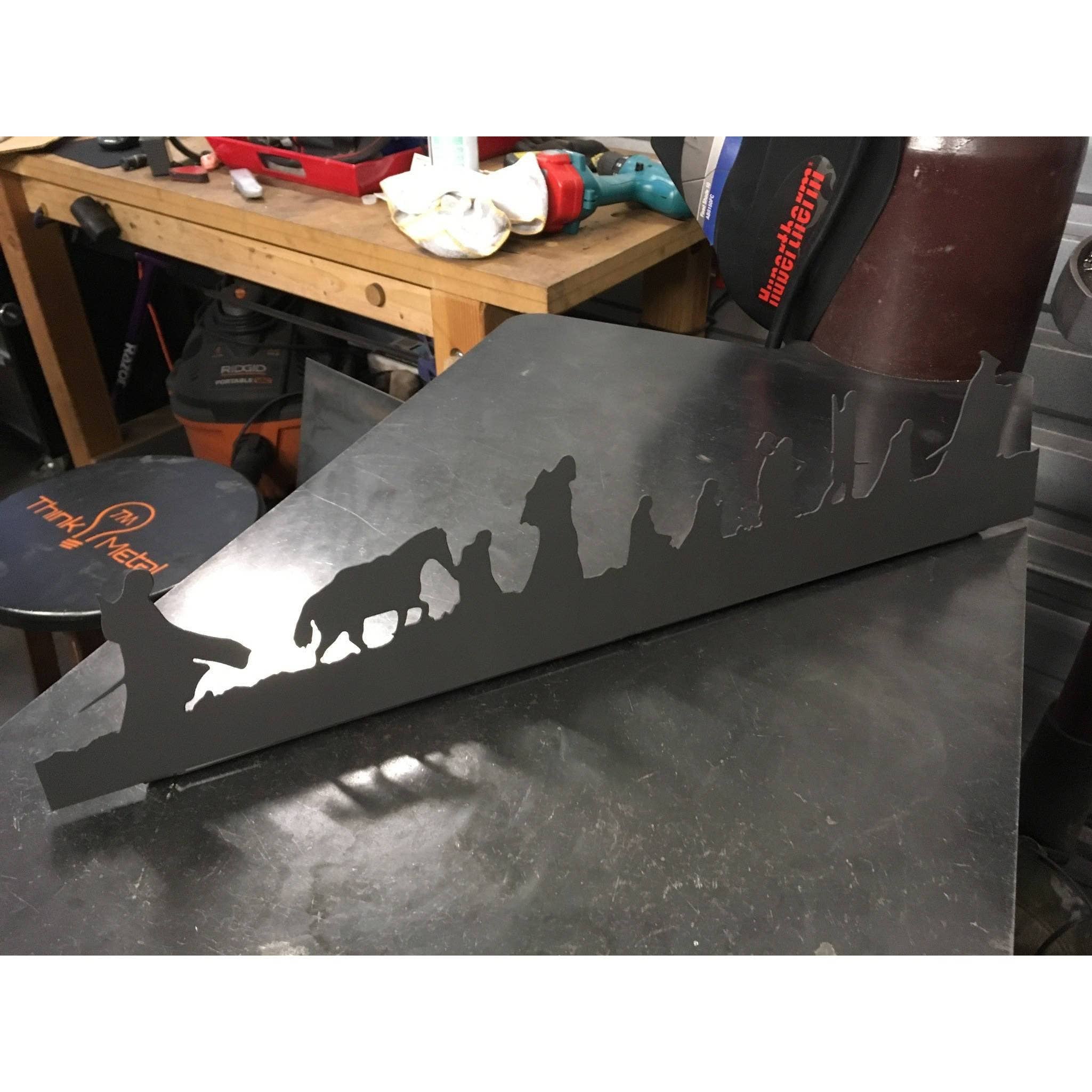 Think Metal - Thinking Creatively to Make it Metal – wholesale Wall Accent – Lord of the Rings Fellowship Silhouette | Freestanding Metal Art | 23" | #LotR2