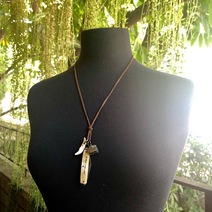 ASTALI - Wholesale Pendant/Charm Necklace - Vintage Pocket Knife & Coyote Tooth Necklace, Pyrite, Real1