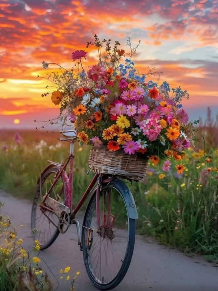 Vintage Bicycle & Wildflowers – Canvas Wall Art Print for wholesale by StickerMoo