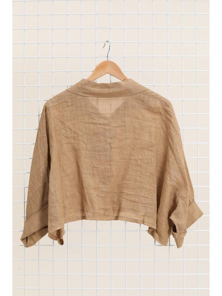 la maison des fibres naturelles - Wholesale Button Down Shirt - Women's - Linen crop shirt 83263 100% linen24