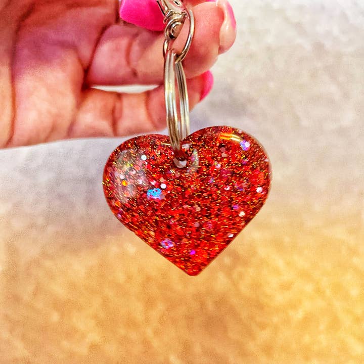 Resin Heart Keyring for wholesale by All Things Nice by Ashley