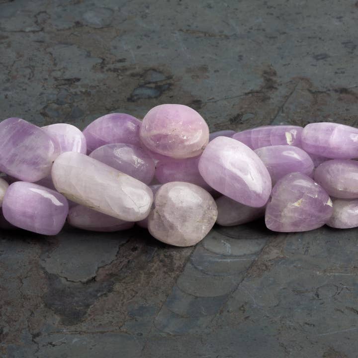 12x8mm Kunzite Plain Nuggets 8 inch 19 beads for wholesale by The Bead Traders