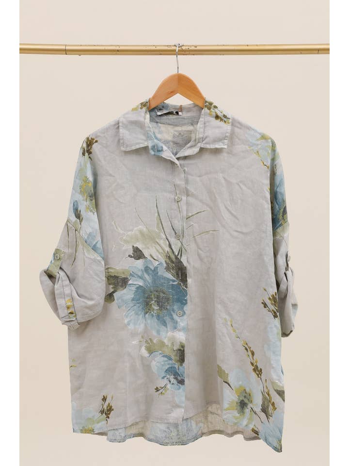 LÉA & LUC - Wholesale Dress - Women's - Floral print shirt in 100% Linen REF. 20090/59