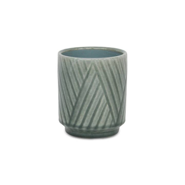 Cheungs Home Decor - Wholesale Plant Pot - Parlora Crossed Diagonal Pattern Ceramic Pot - Green8