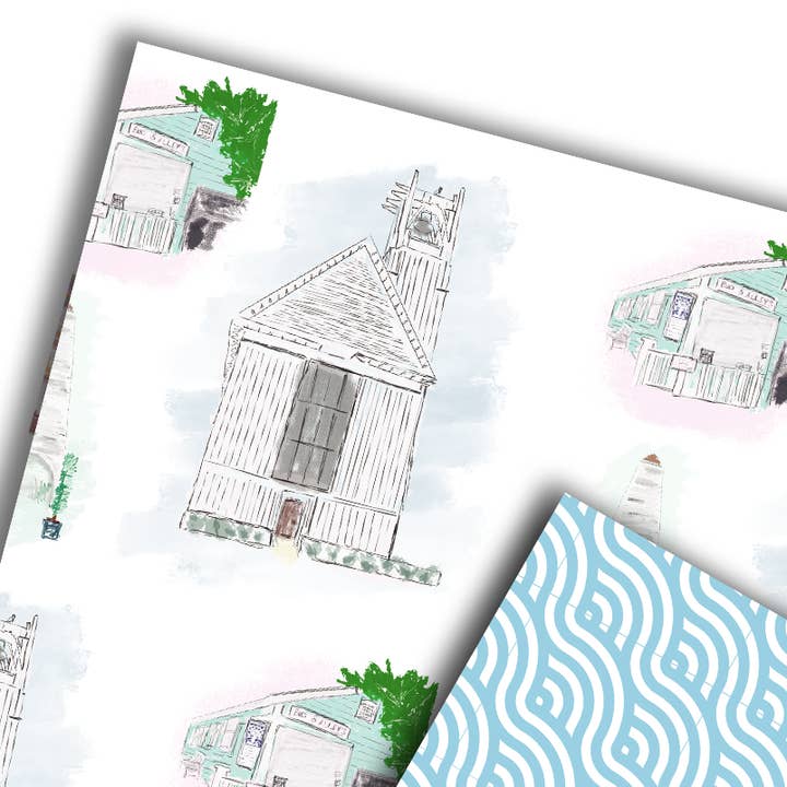 Seaside Florida Reversible Gift Wrap Sheets for wholesale by Hey Y'all Party