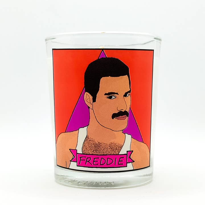Bougie votive en verre Freddie Mercury pour la vente par Flaming Idols