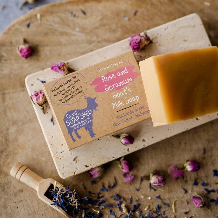 Rose & Geranium Goats Milk Soap for wholesale by Cyril's Soap Shed