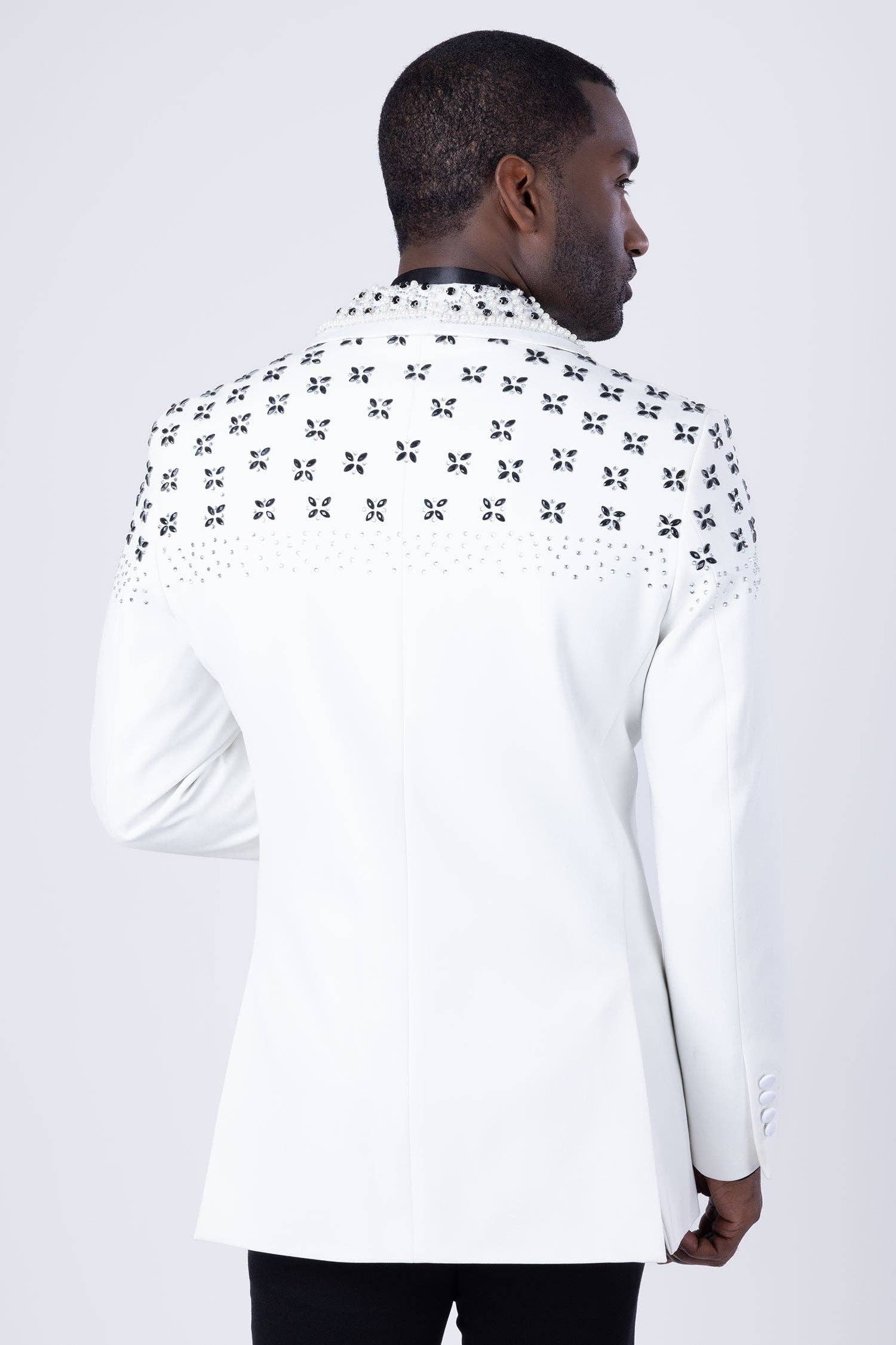 BARABAS - Wholesale Blazer - Men's - Men's Floral Rhinestone Shawl Lapel Blazer 4EBL465