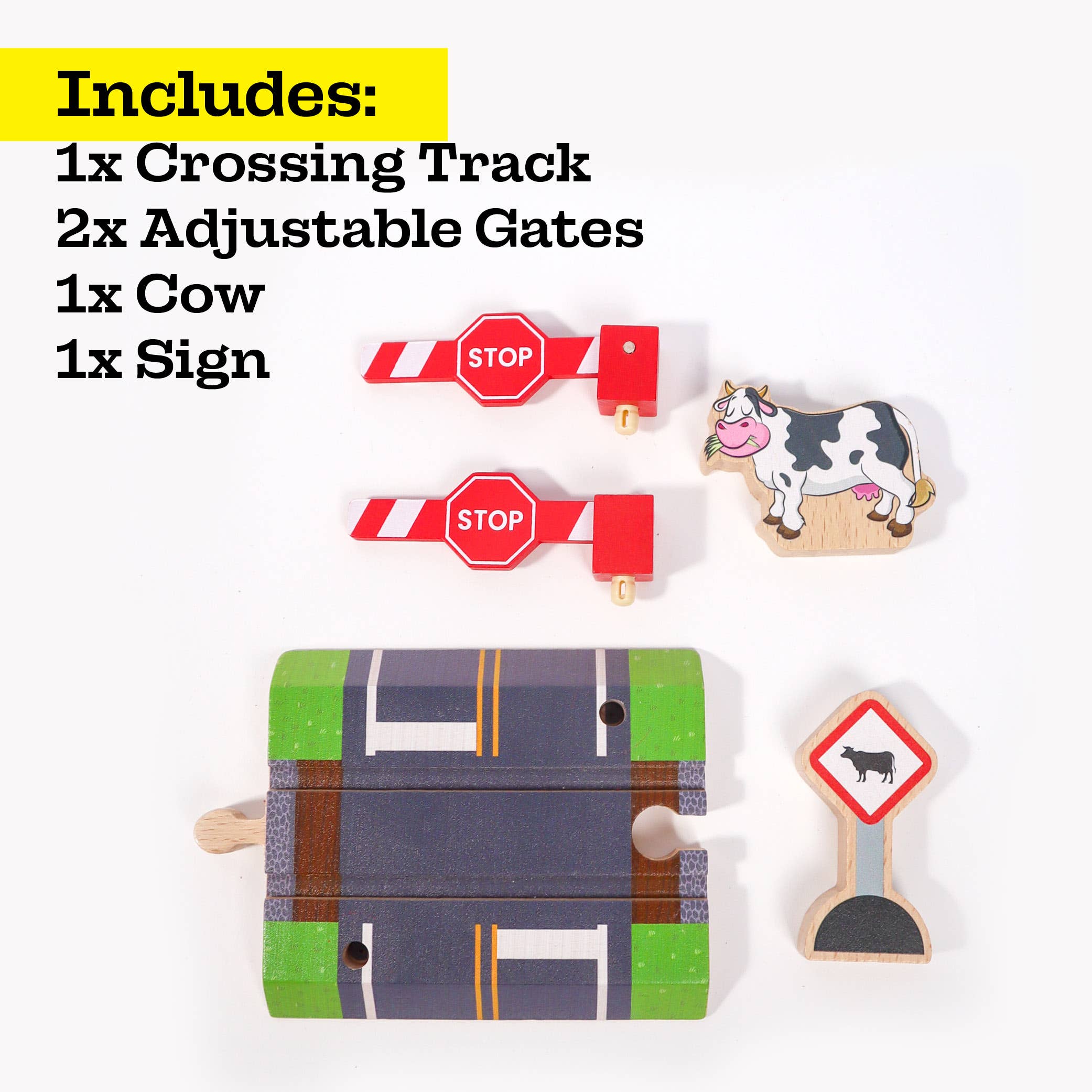 Twinkle Toys LLC - Wholesale Toy Set - Kids - Wooden Railroad Crossing - 3 Piece Set6