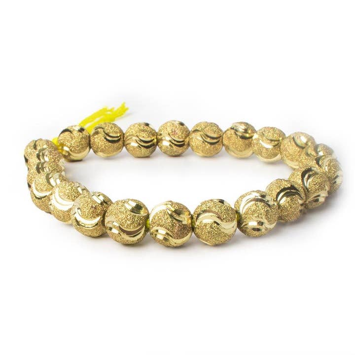 The Bead Traders - Wholesale Beads - 10mm Brass Diamond Cut Double Wave Rounds 8 inch 20 beads2