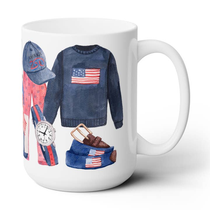 America250® Patriotic Prep Ceramic Mug for wholesale by The Muddy Dog