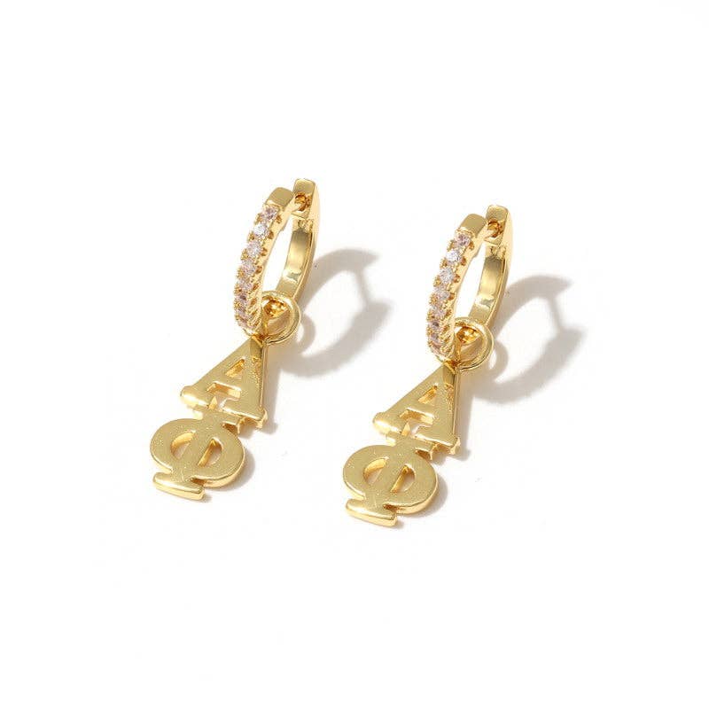 Color Shout - Vente Petits anneaux - Boucles d'oreilles créoles E208 avec lettres grecques de sororité5