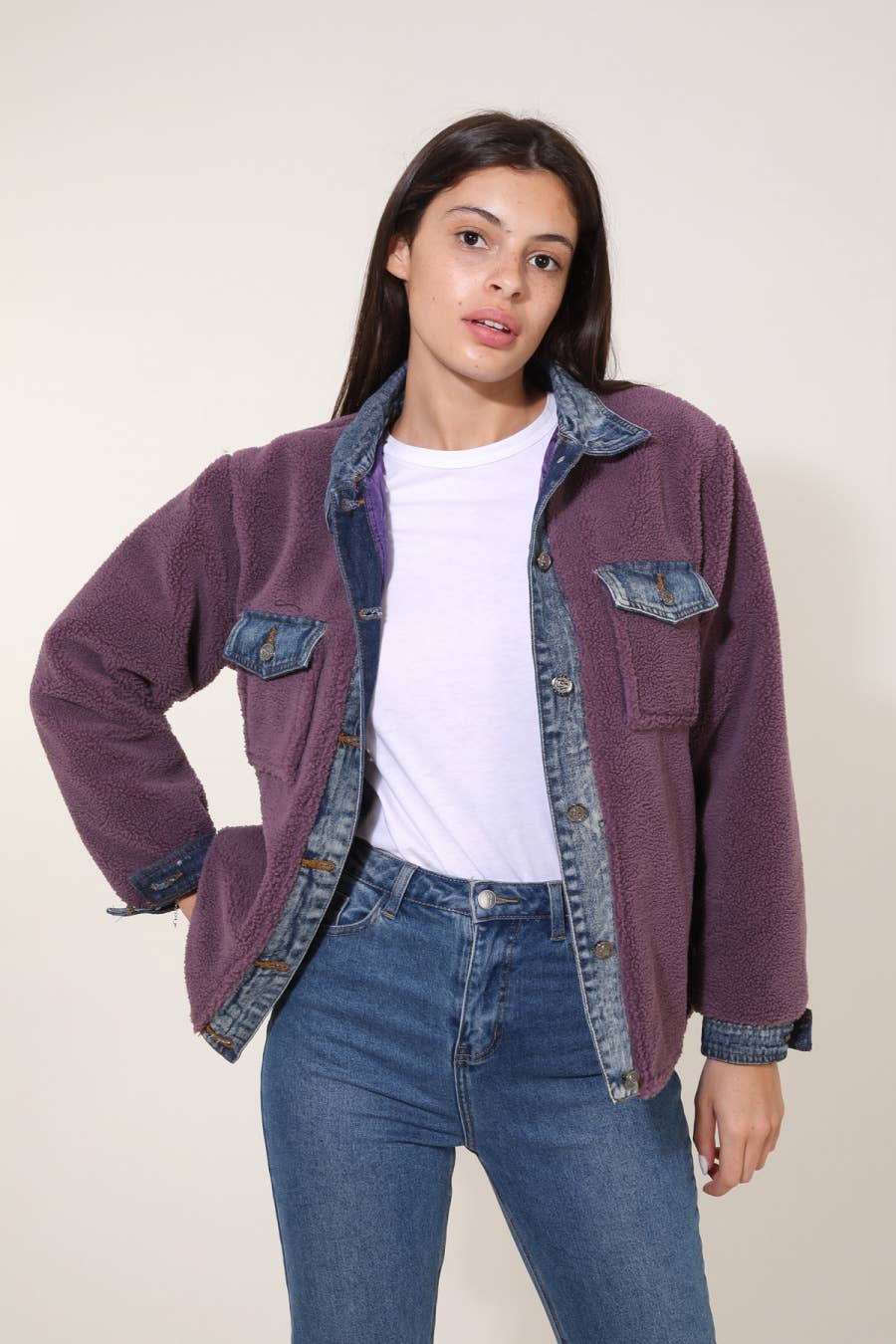 Attrait Paris – wholesale Päls/fuskpäls - Dam – Jeanrock med kort päls i bi-material4