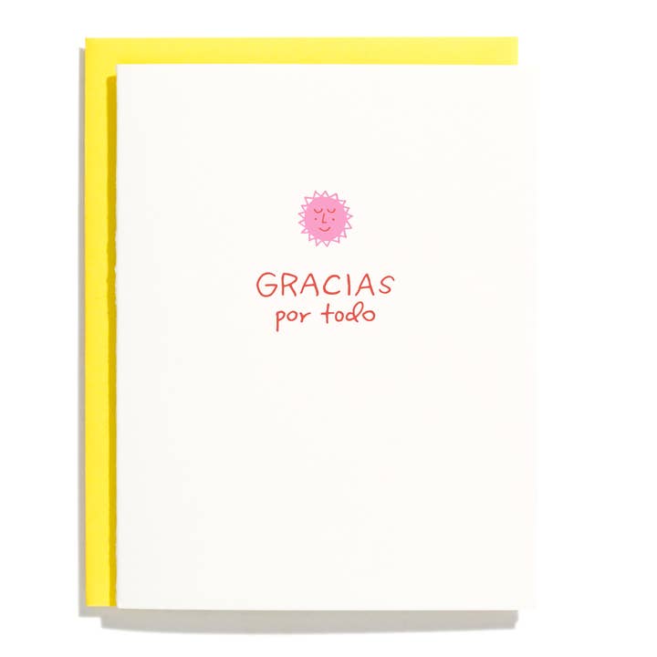 Gracias Por Todo - Letterpress Greeting Card for wholesale by Shorthand Press