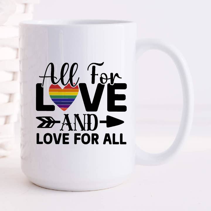 Tazze da caffè All for Love and Love for All da 15 once per la vendita all'ingrosso da parte di SheMugs