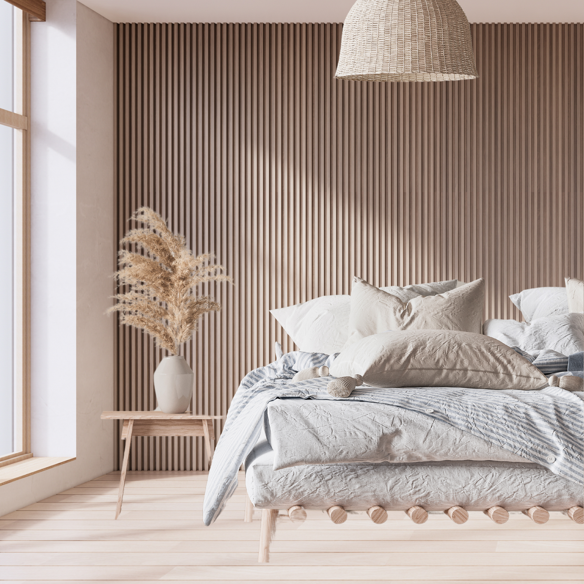 Made In Vietnam - Wholesale Wall Paneling - Acoustic Slatwall Wood Panels 94.49" x 12.6" (2 Panels/Box)13