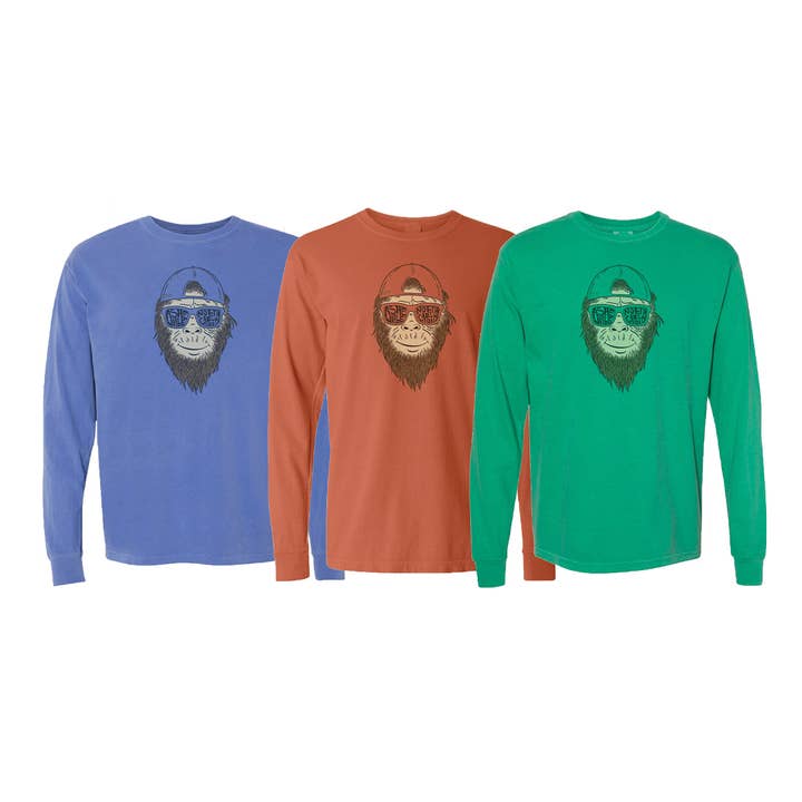 Camicia a maniche lunghe con cappello e occhiali Bigfoot per la vendita all'ingrosso da parte di Nature Bound Co