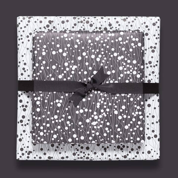 My Pretty Circus - Wholesale Flat Wrap - Black and white thorns wrapping paper - double sided0