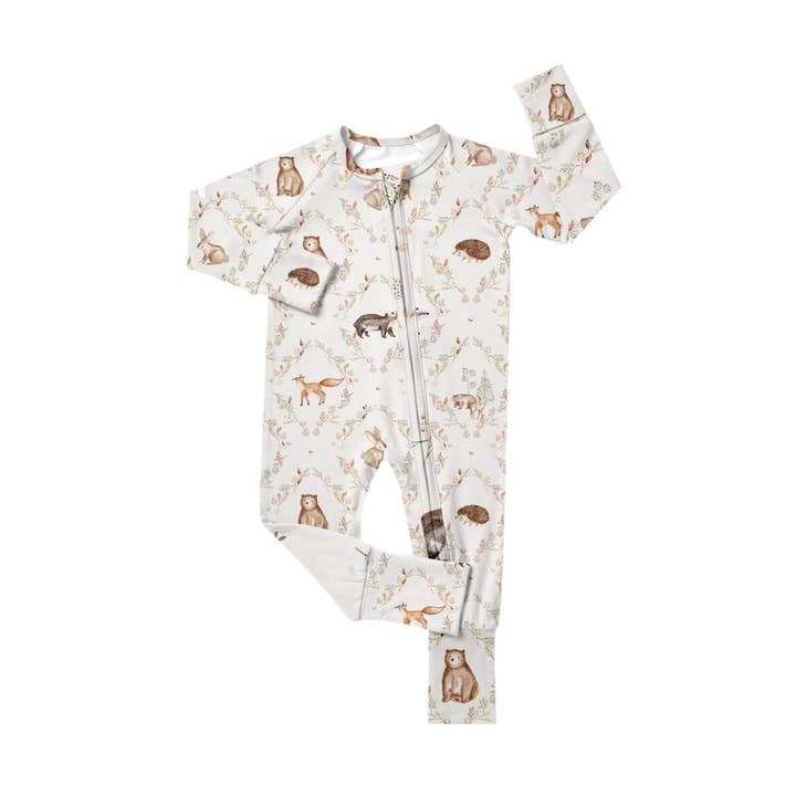 Woodland Tales Zipper Romper for wholesale by Laney Baby