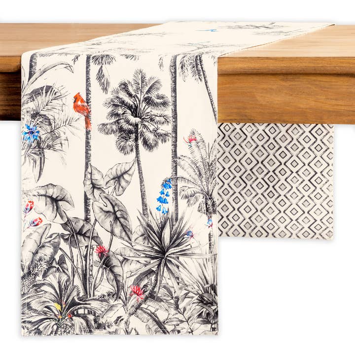 Table Runner 100% Cotton - Double Layer - Amazonia for wholesale by Maison d'Hermine - Design in Every Thread