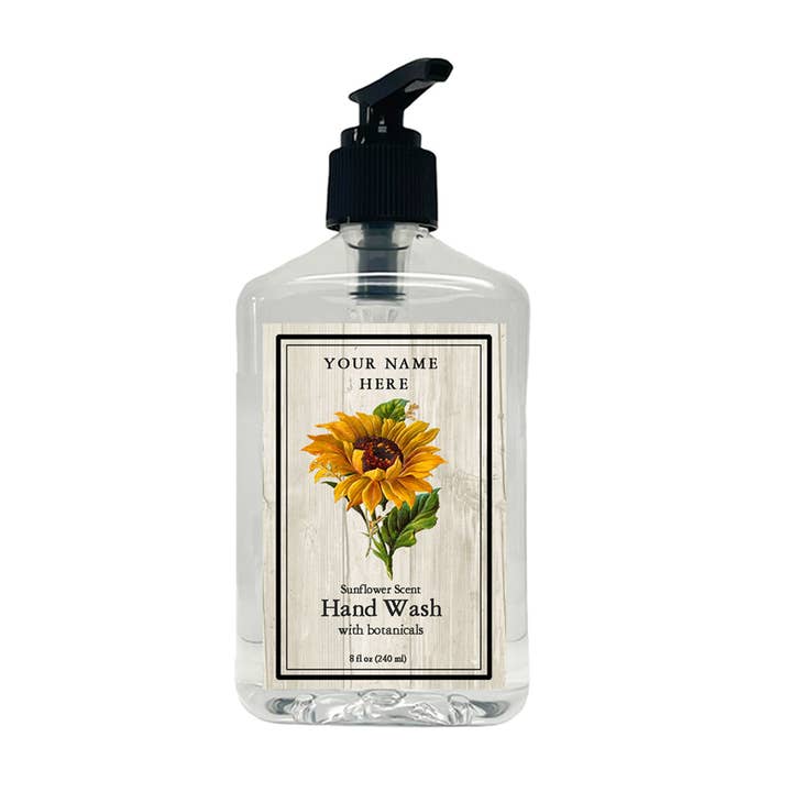 Customizable Farm Market Sunflower Hand Wash 8 oz for wholesale by Kiss Me in the Garden