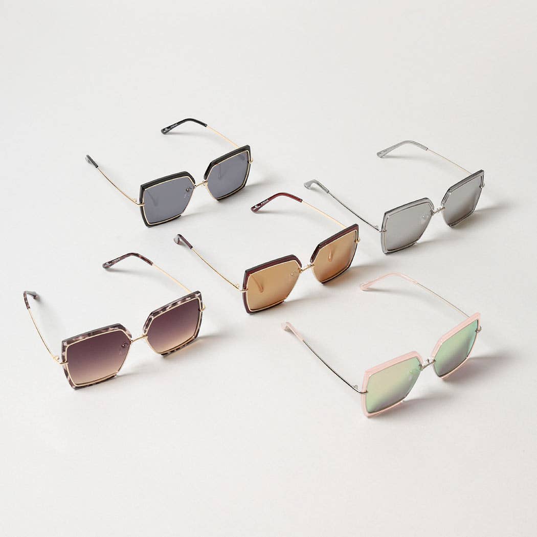  ASSORTED COLOR Women's Oversized Square Mirrored Sunglasses for wholesale on Faire4