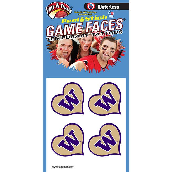 Washington Game Faces® Temporary Tattoos for wholesale by Fanapeel / Gamefaces