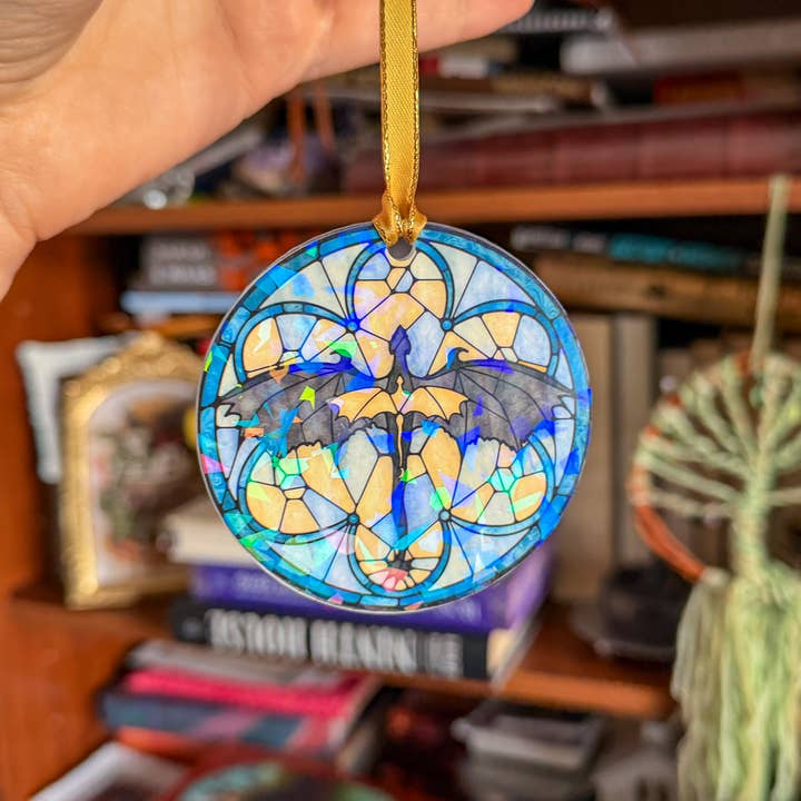 Fourth Wing 3" Holographic Christmas Tree Ornament Gift for wholesale by Well Read Babes