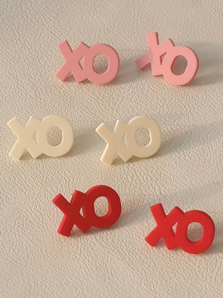 Fashion Valentines 3 Pairs Different Colors XOXO Earrings for wholesale by fashionworks