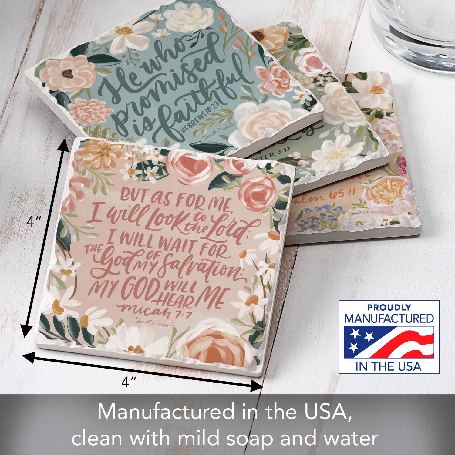 CounterArt/Highland Home/Thirstystone - Wholesale Coasters - "Lovely Scripture" 4 Pack Assorted Image Coaster Set2