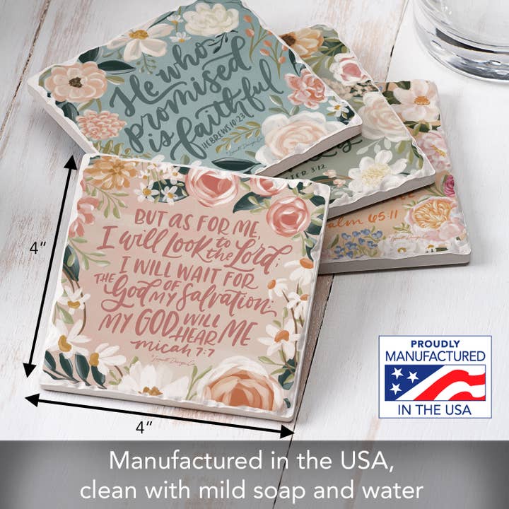CounterArt/Highland Home/Thirstystone - Wholesale Coasters - "Lovely Scripture" 4 Pack Assorted Image Coaster Set2