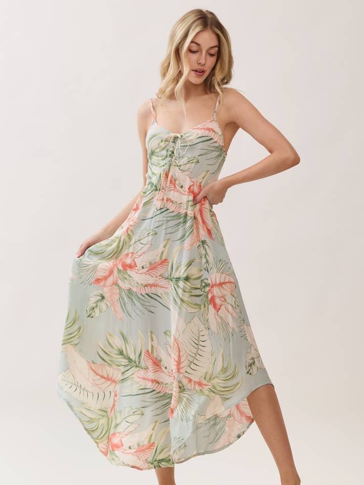 CHEST RUCHED ROUND HEMMING MIDI DRESS - VND17412H5 for wholesale by Final Touch