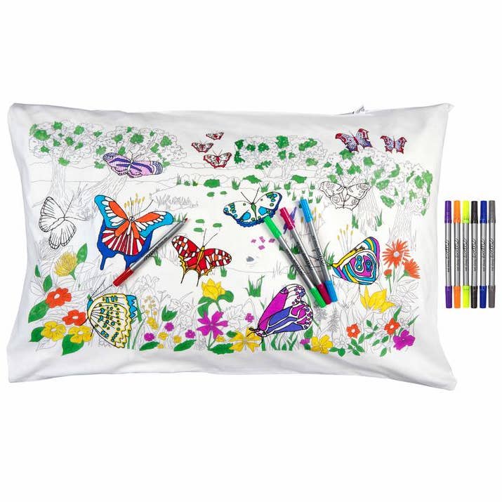 Craft Kit Kids Color In Butterfly Pillowcase for wholesale by eatsleepdoodle