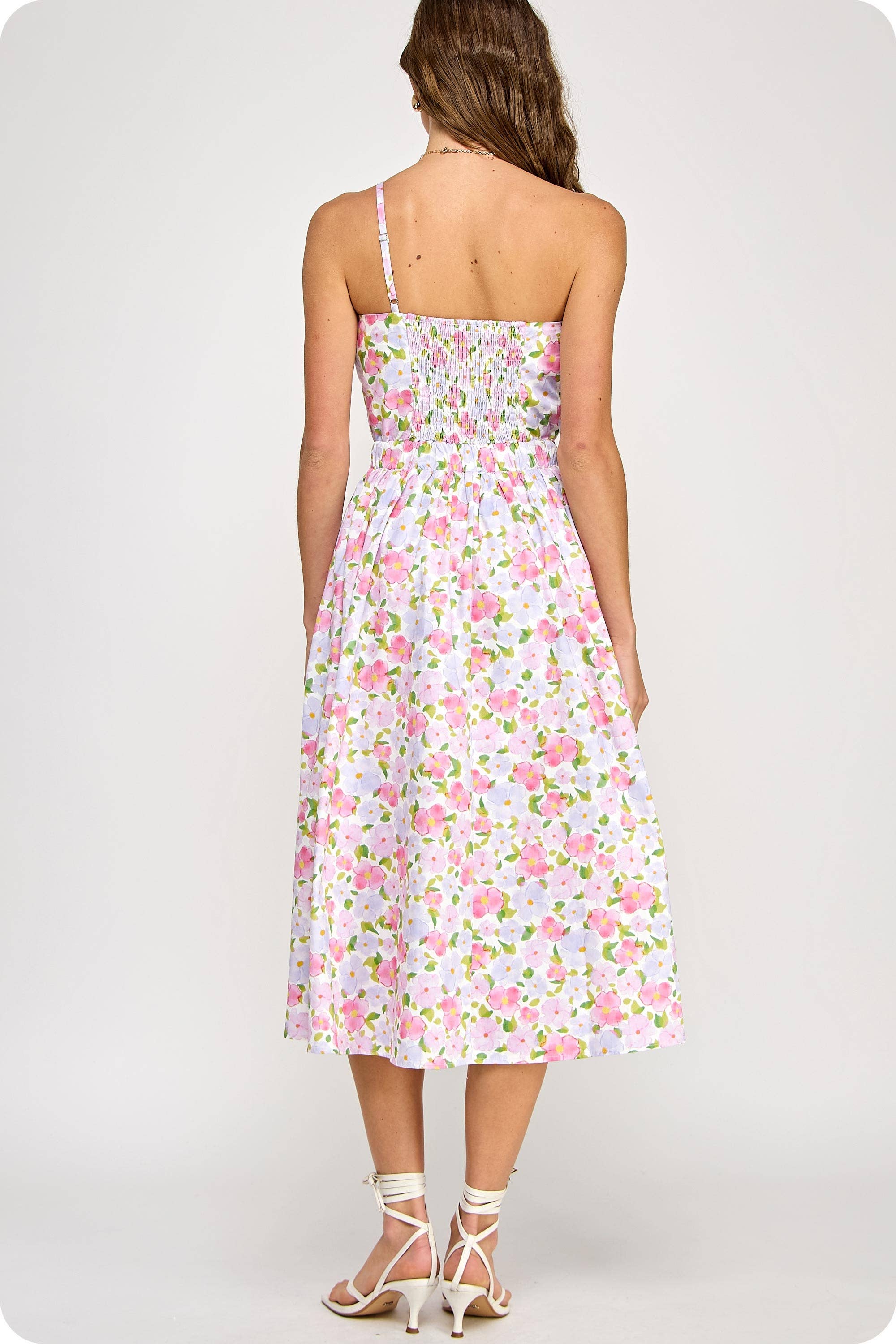 Strut & Bolt - Wholesale Dress - Women's - Knotted Flower Bow Floral Print Midi Dress8