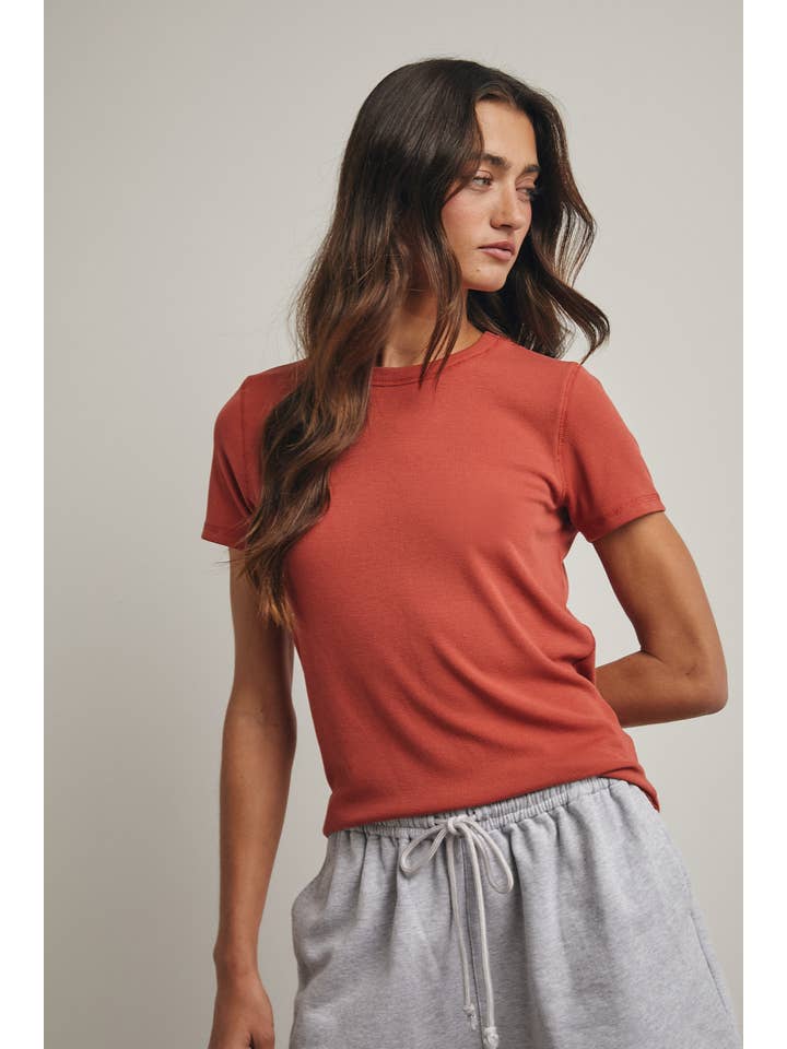 Wishlist Apparel - Wholesale T-Shirt - Women's - RIBBED KNIT BASIC T-SHIRT / WL18-171436