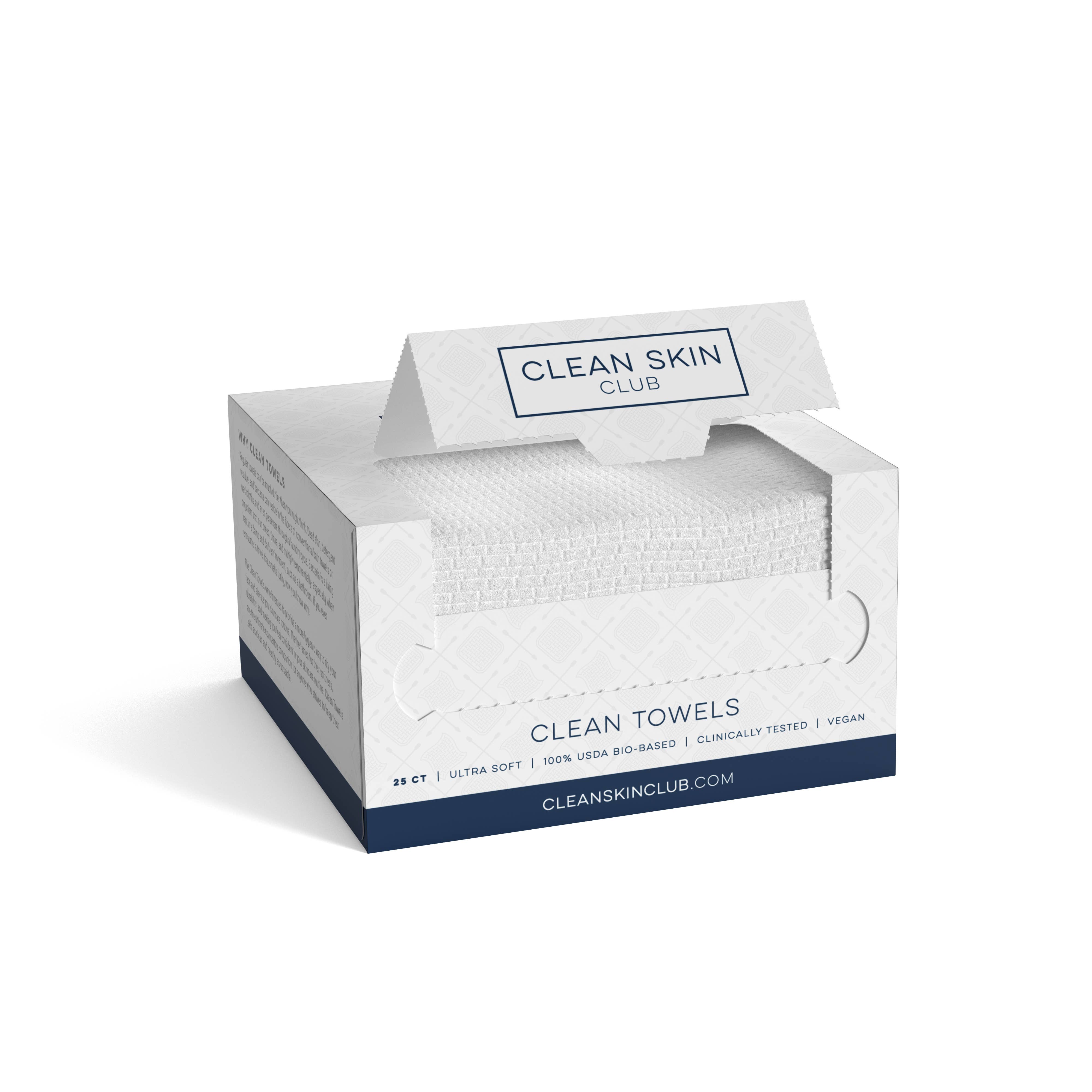 SEALED Clean Skin Club Clean Towels, Extremely Soft, 100% Biodegradable (50  ct)