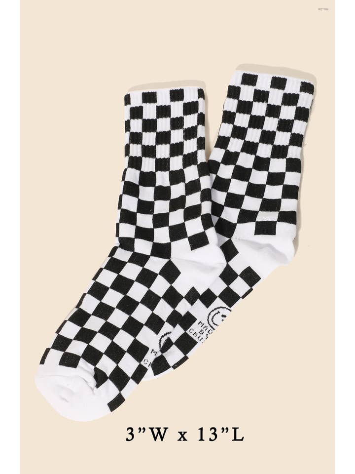 MULTI Black White Checkered Socks for wholesale on Faire1