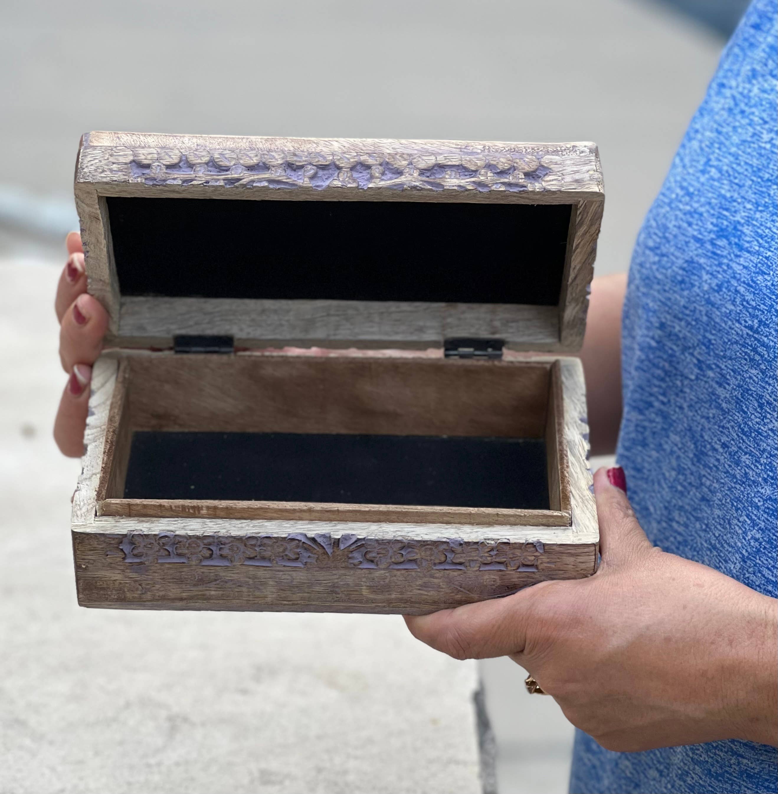 Lungta Imports - Wholesale Jewelry Box/Organizer - Hand Carved Lotus Wooden Box Keepsake Jewelry Watch Storage9