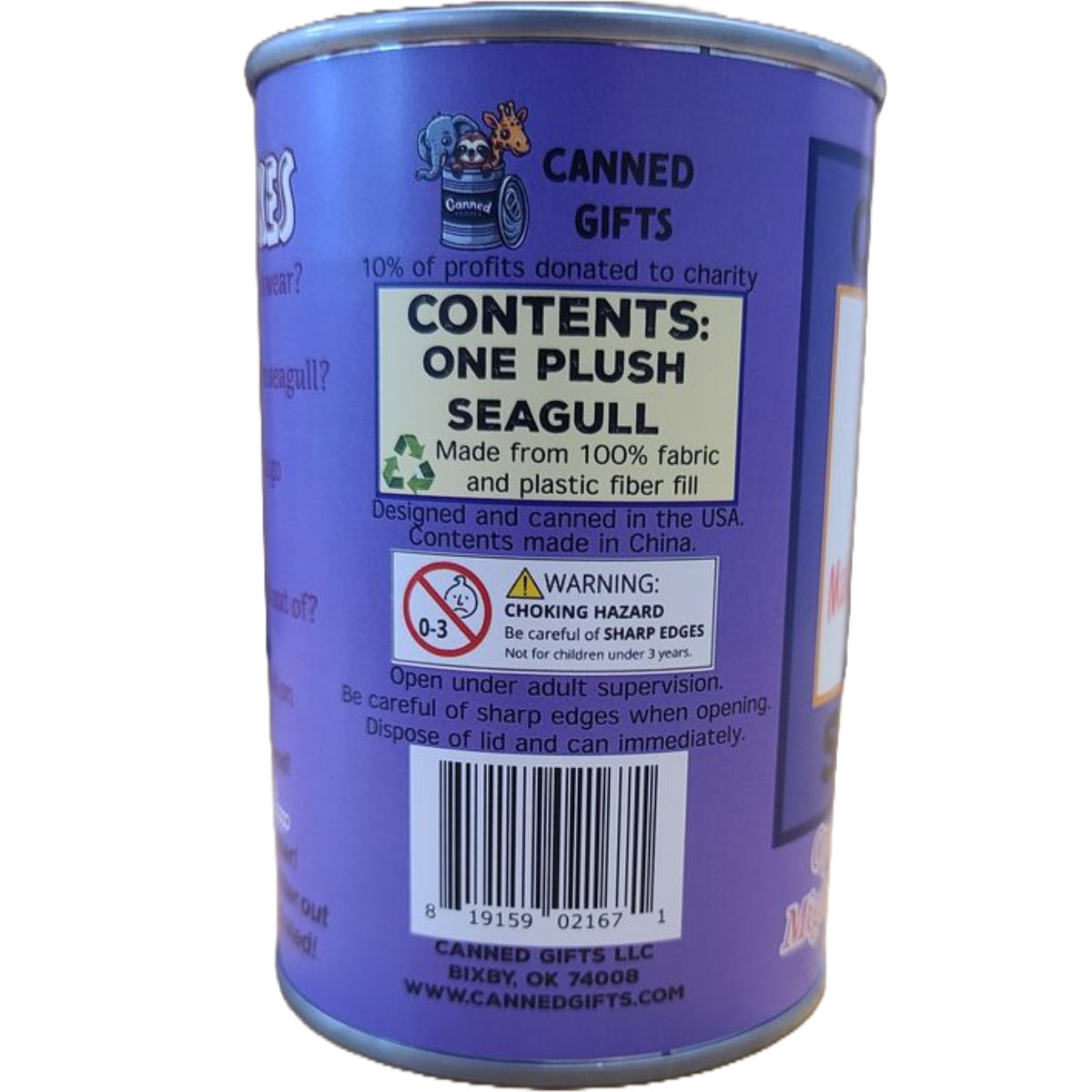 Canned Gifts - Wholesale Stuffed/Plush Toy - Kids & Baby - Matilda the Canned Seagull - Eco-Friendly and Recycled Gift6