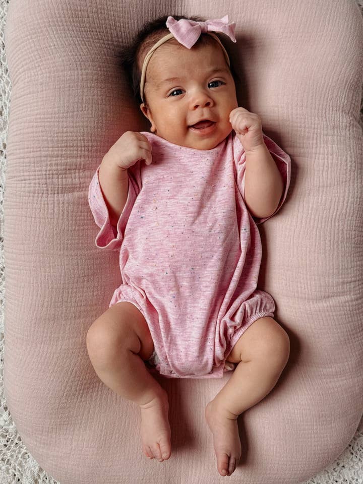 SIIX Collection - Wholesale Bodysuit (Non-Footed) - Baby - Pink Speckle / T-Shirt Bubble
