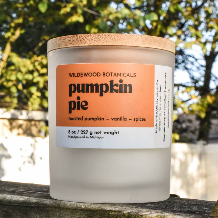 Pumpkin Pie Soy Candle for wholesale by Wildewood Botanicals