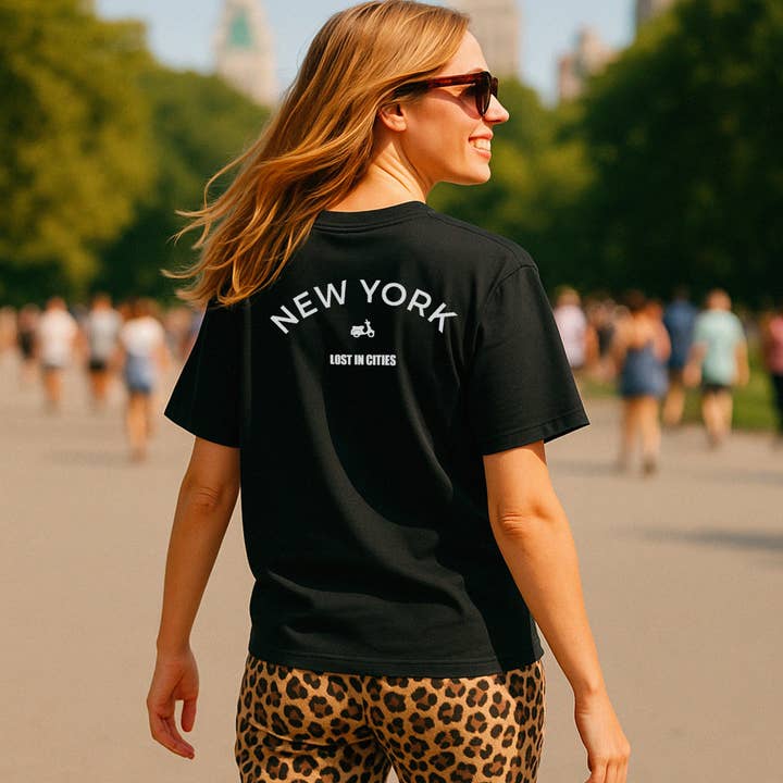 SCHWARZES T-SHIRT MIT NEW YORK PRINT für den Großhandel von Lost in cities
