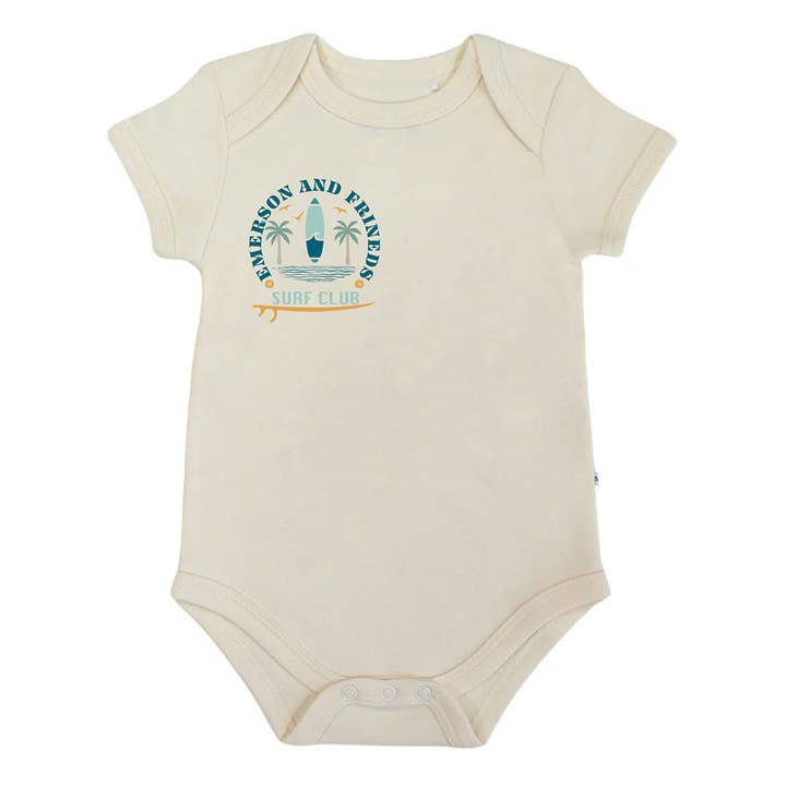 Emerson and Friends Surf Club Cotton Baby Onesie for wholesale by Emerson and Friends