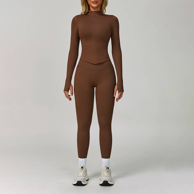 WONDERXFANS – Engroshandel Activewear-sæt – til kvinder – Sæt med jakke med lynlås og leggings i 2 dele6