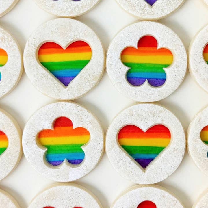 marzipops - Wholesale Cookie - Gourmet Marzipan Candy Pride Rainbow Linzer Cookies