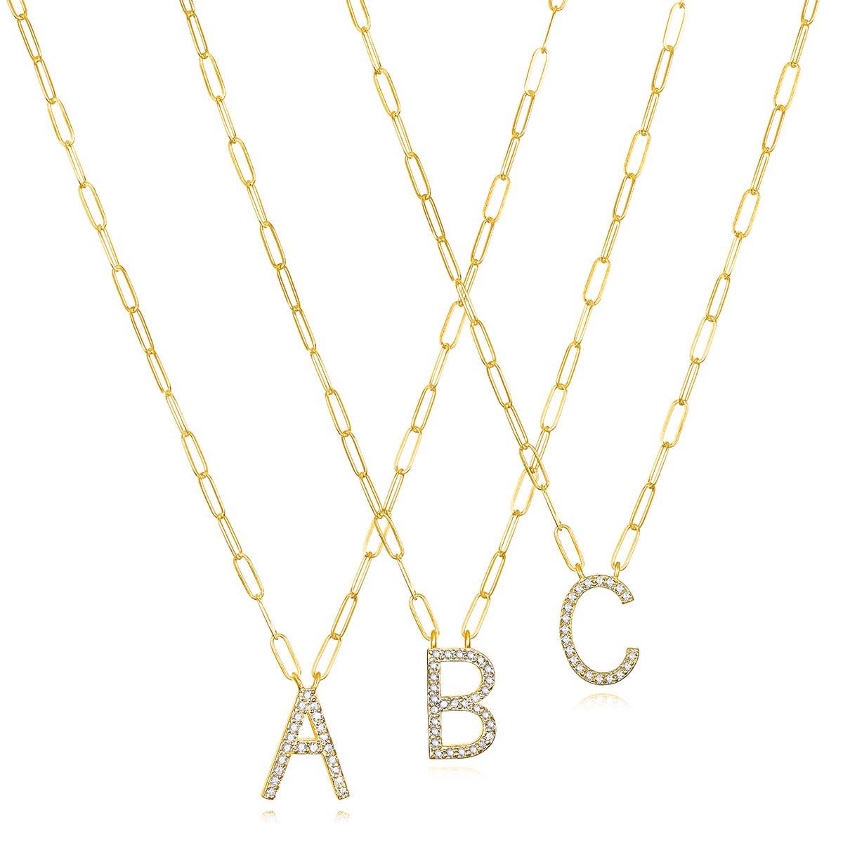 Amelia Rose Jewelry - Wholesale Pendant/Charm Necklace - Grand Diamond Initial Necklaces-All Letters Gold3