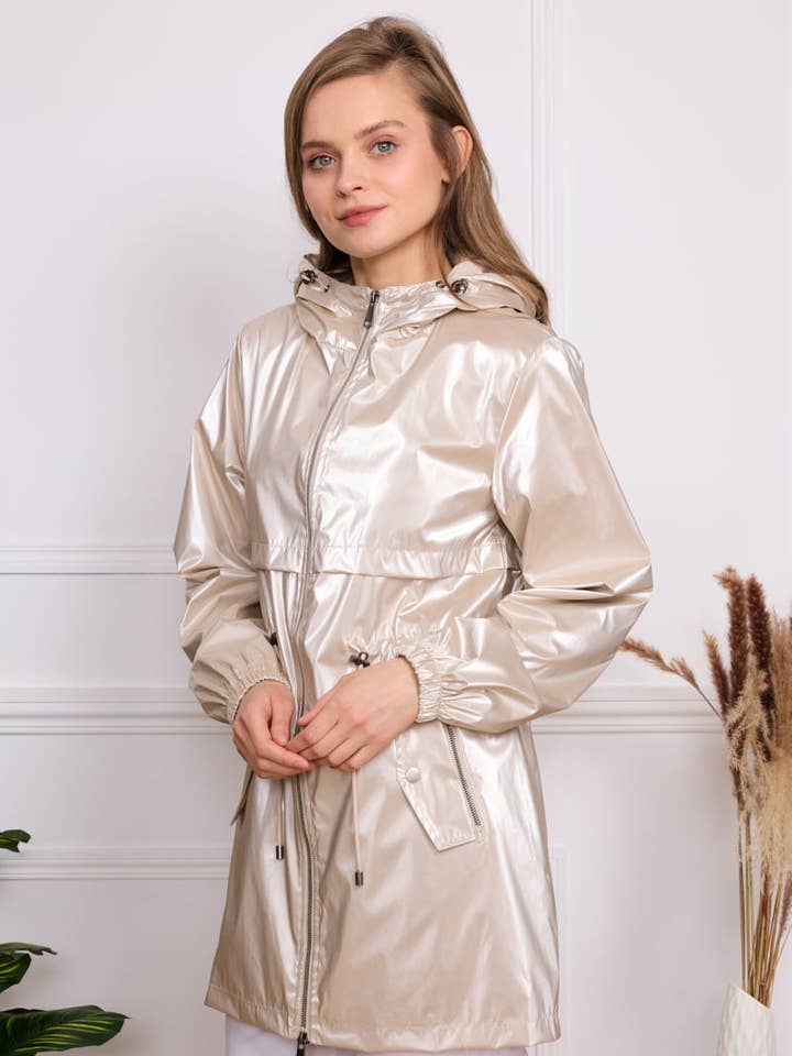 SOFTY - Wholesale Raincoat - Women's - Iridescent effect drawstring waterproof jacket S560321
