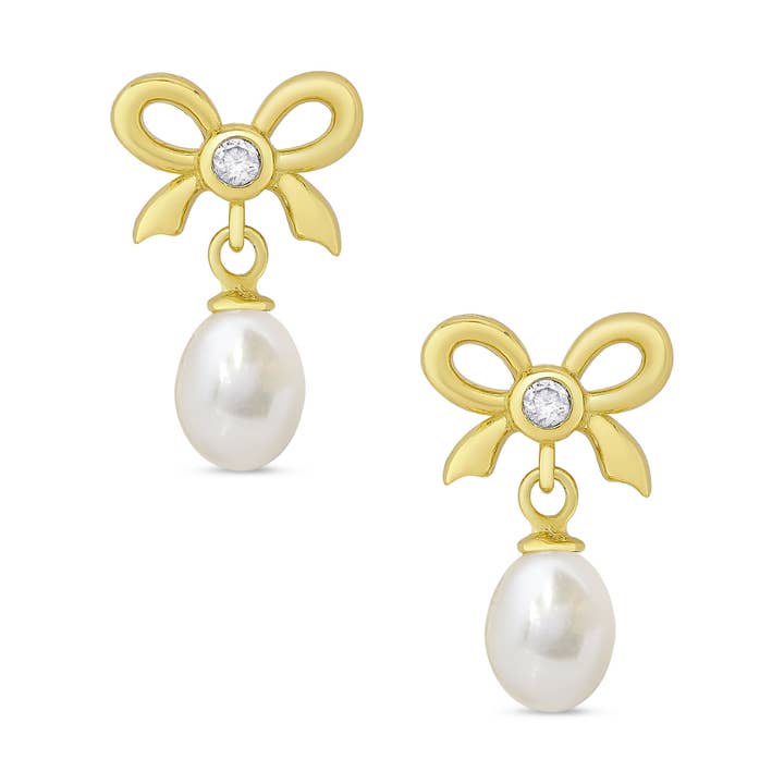 Ohrringe aus Zirkonia mit Schleife und Süßwasserperlen für den Großhandel von Lily Nily