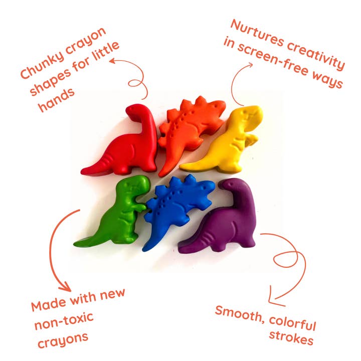 Wonder Hue Crayon Co. - Wholesale Crayons - Kids & Baby - Dinosaur Fun-Shaped Crayons, Non-Toxic Birthday Gift4